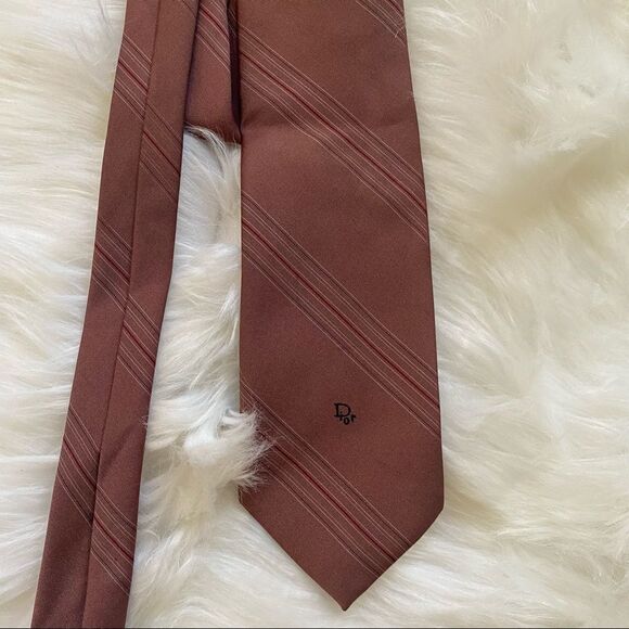 Vintage Christian Dior Men’s Tie Mauve - Picture 2 of 4